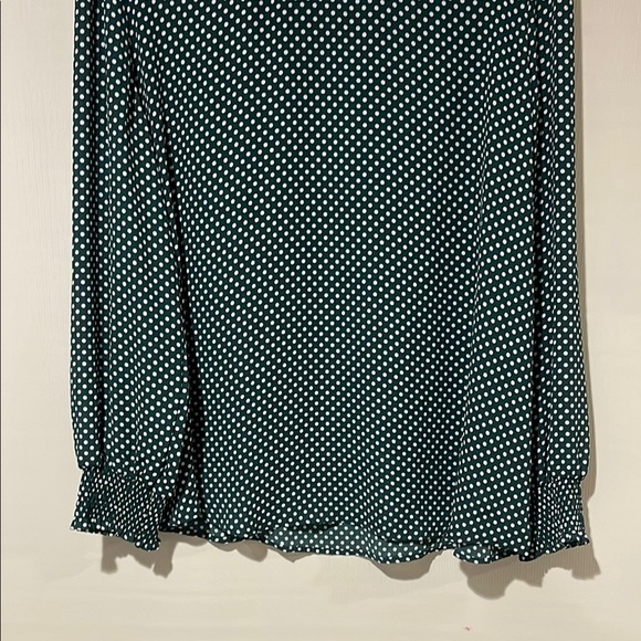 NWOT LOFT Women’s Green and White Crew Neck Long Sleeve Blouse Elegant Top SZ XL - Picture 4 of 9